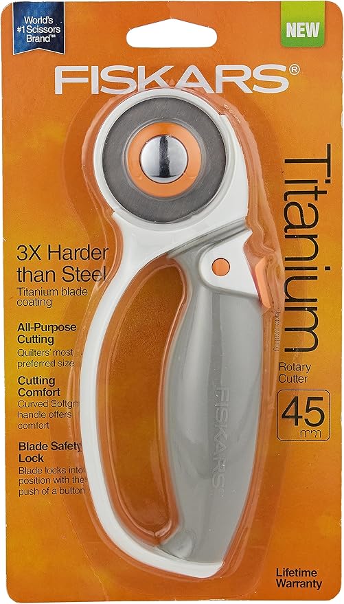 Fiskars 01-005874 Titanium Softgrip Comfort Loop Handle Rotary Cutter, 45mm, Gray