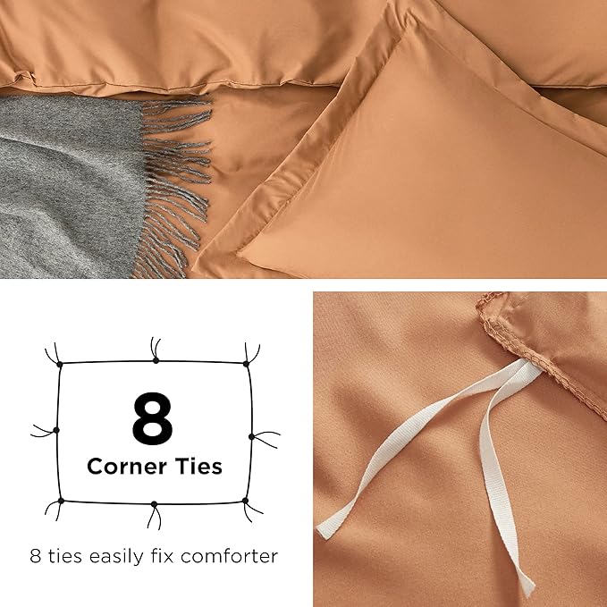 Bedsure Duvet Cover King Size - Soft Double Brushed Bedding Set for Kids & Adults, Zipper Closure, 3 Pieces, Includes 1 Duvet Cover (104"x90") & 2 Pillow Shams, NO Comforter, Burnt Orange