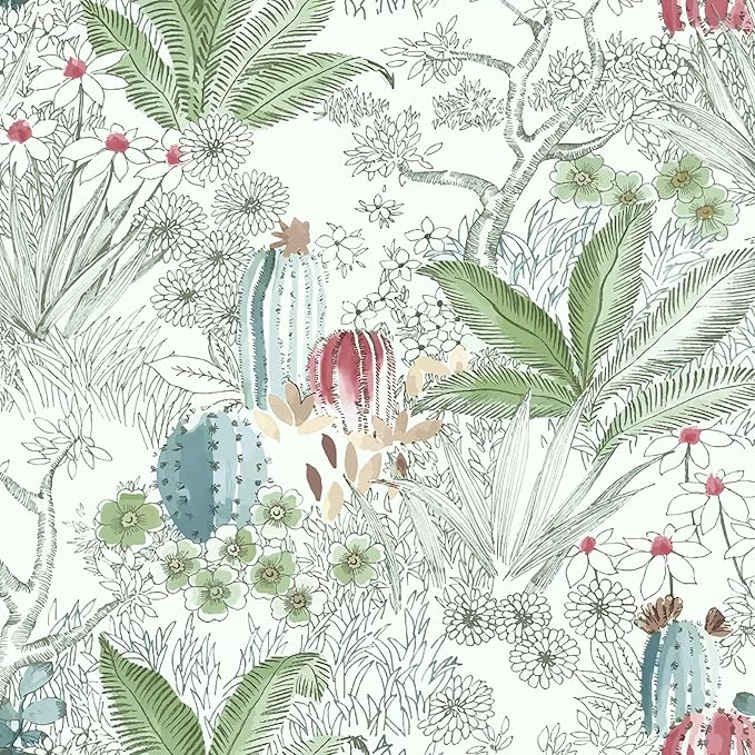 Erfoni 17.7inch x 393.7inch Floral and Leaf Wallpaper Floral Peel and Stick Wallpaper Green Contact Paper Vintage Flower Wallpaper Stick and Peel Self Adhesive Removable Wallpaper for Bedroom Decor