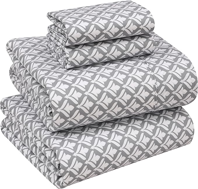 RUVANTI 100% Cotton Sheets Queen Size Set, 4 Pieces, Soft & Breathable Percale Weave Bedding, Deep Pocket 16", Hotel Standard, Crisp Cool Feeling, Durable, Perfect Floral Sheet, Idiomatic Expression