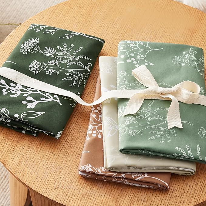 Bedsure Queen Comforter Set - Green Bed Set, 3 Pieces Cute Floral Bedding, 1 Soft Reversible Botanical Flowers Comforter and 2 Pillow Shams