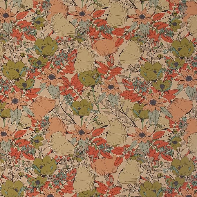 Aimyoo Kraft Floral Wrapping Paper Roll - Mini Roll - 17 Inch x 32.8 Feet - All Occasion Vintage Flower Gift Wrap Paper for Mother's Day Wedding Birthday Bridal Shower