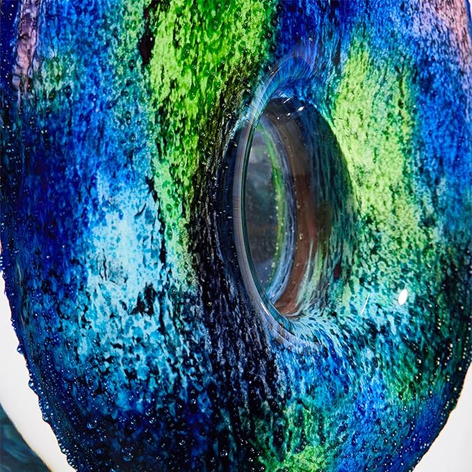 Luxury Lane Hand Blown Abstract Hollow Tear Drop Sommerso Art Glass Sculpture for Home Decor 8.5 inch Tall Centerpiece Table Decoration