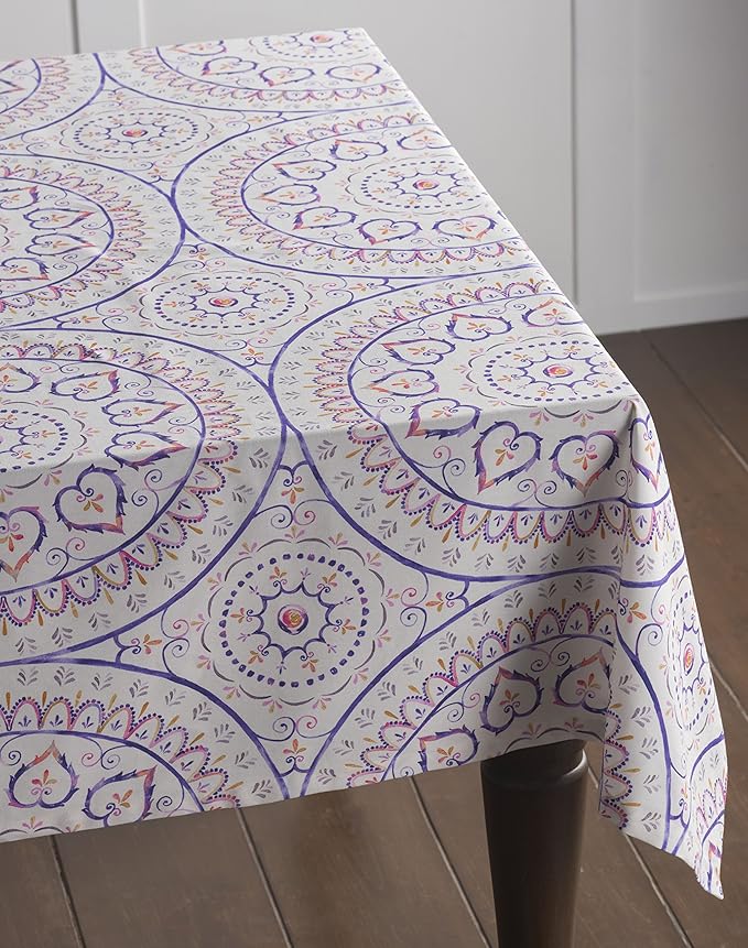 Maison d' Hermine Table Cloth Rectangle Table 100% Cotton 60 x 108 Inches Tablecloth Reusable Decorative Everyday Use for Dining Room, Farmhouse, Home, Party, Festive & Wedding Spring Summer - Mandala