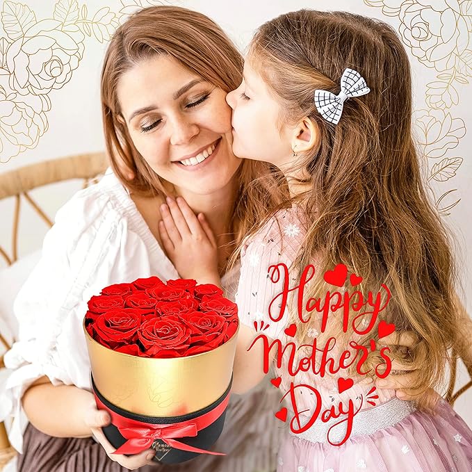 GLAMOUR BOUTIQUE Eternal Preserved Roses in a Box - Flowers Forever, Rose Forever in a Box for Wife, Birthday Gifts for Her, 19 Roses, Red