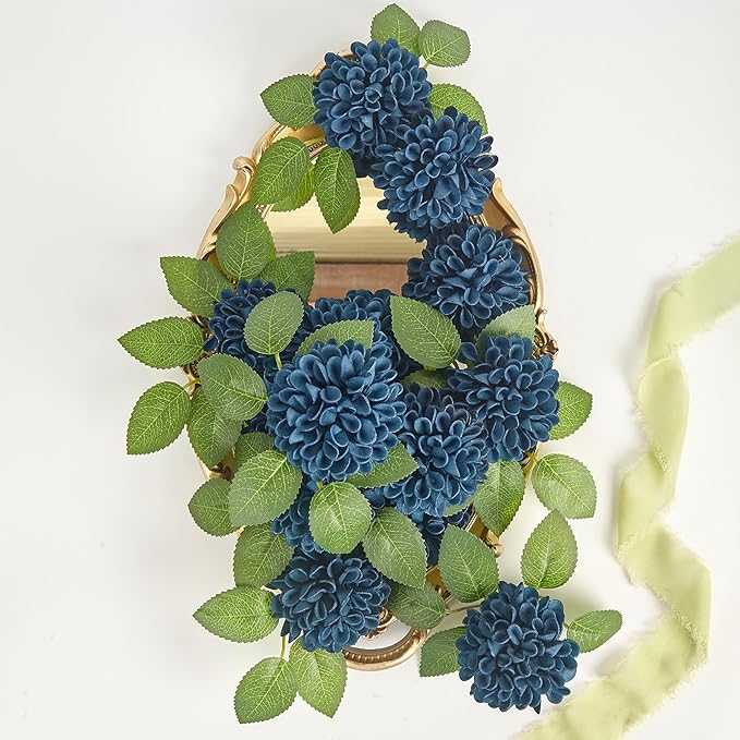 Artificial Flowers, 50pcs Artificial Rose for DIY Wedding Bouquets Centerpieces Arrangements, Navy Blue Dahlia Flowers with Stems for Bridal Shower Party Home Decoration