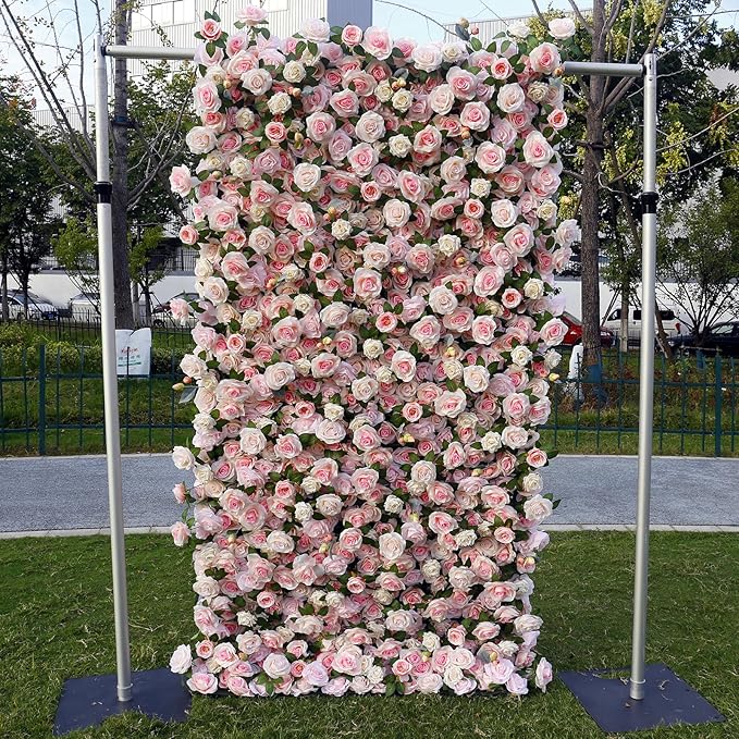 Artificial Flower Wall Panel 4×8 ft (1.2×2.4 m), Realistic Artificial Blooms, Photo-Ready Backdrop for Wedding, Parties & Photo Booth, Assembly-Friendly (Panel Only)