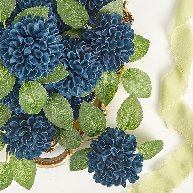 Artificial Flowers, 100pcs Artificial Rose for DIY Wedding Bouquets Centerpieces Arrangements, Navy Blue Dahlia Flowers with Stems for Bridal Shower Party Home Decoration