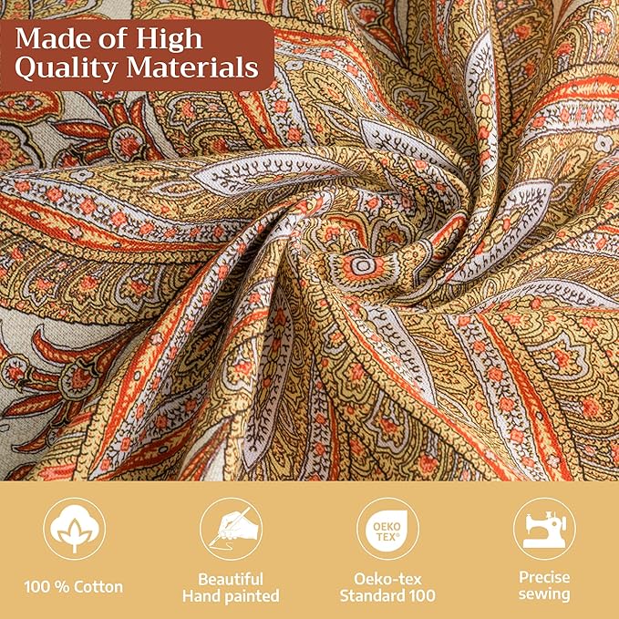 Maison d' Hermine Table Cloth Square Table 100% Cotton 54 x 54 Inches Tablecloth Reusable Decorative Everyday Use for Dining Room, Farmhouse, Home, Party, Festive & Wedding - Kashmir Paisley