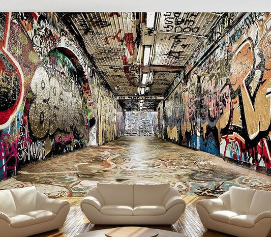 Cliouar-Graffiti on The Underground Crosswalk in The Tunnel Peel and Stick 90" x 67"