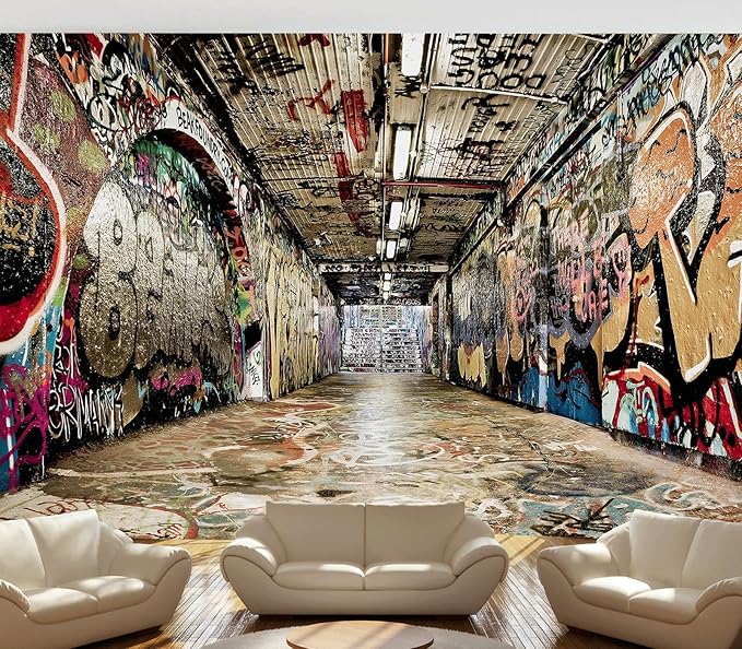 Cliouar-Graffiti on The Underground Crosswalk in The Tunnel Peel and Stick 137" x 102"