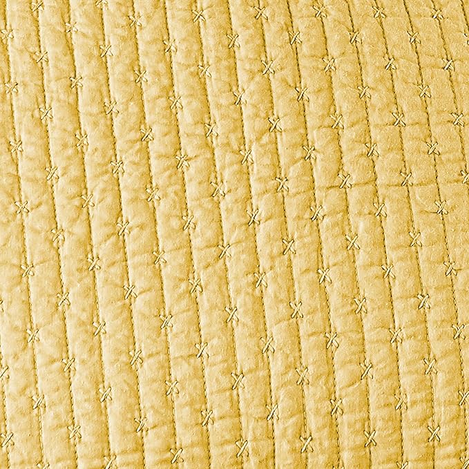 Levtex Home Cross Stitch Reversible Twin XL/Twin Quilt Set (68x86in) with 1 Pillow Sham (26x20in) - Stitch Texture - Yellow - Cotton Twin/Twin Size Quilt Bedding Set - Lightweight, Soft, Pre-Washed
