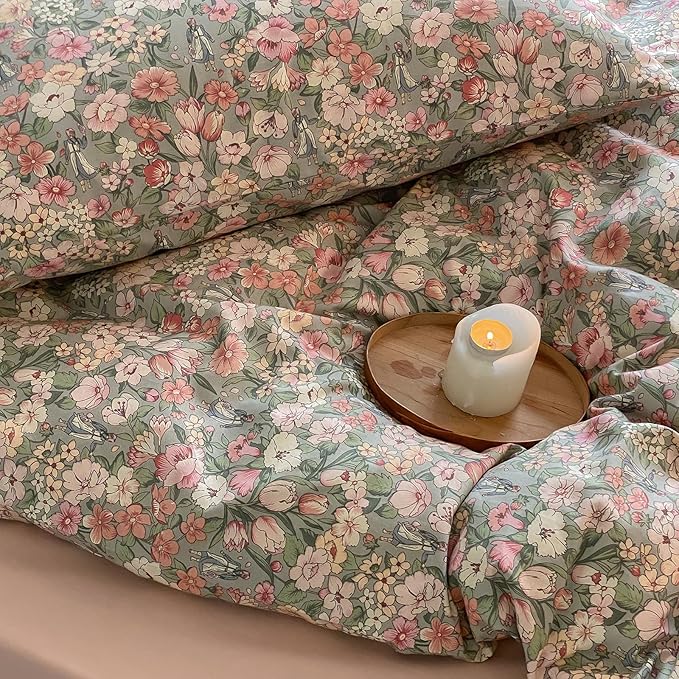 HighBuy King Size Comforter Set Multi Color Lightweight Floral Bedding Comforters with 2 Pillowcases All Season Fluffy Boho Chic Comforter Set King Size,Gift for Family
