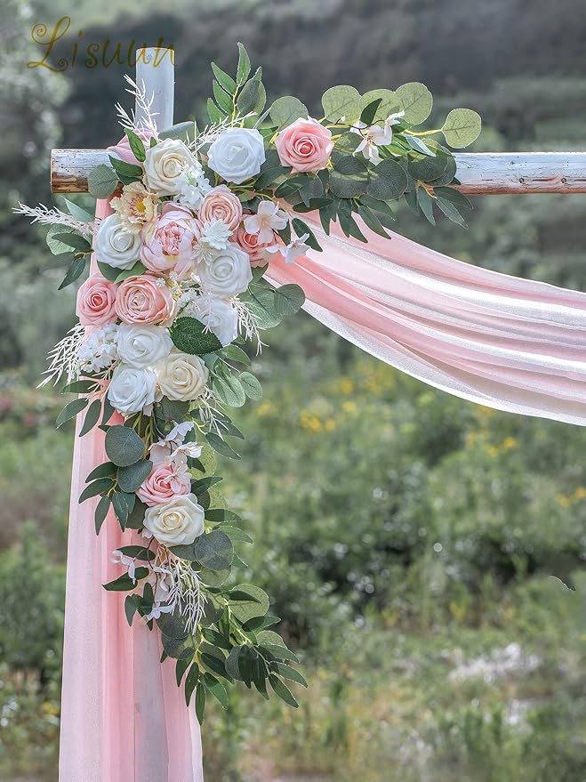 Wedding Arch Flowers, Artificial Flowers for Decoration, Large Flower Swag for Boho Styles Wedding Ceremony Floral Decor - Pack of 2