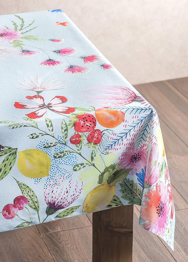 Maison d' Hermine Table Cloth Rectangle Table 100% Cotton 60 x 90 Inches Tablecloth Reusable Decorative for Dining Room, Farmhouse, Home, Party, Festive & Wedding Spring Summer - Jardin D'Ete - Mint