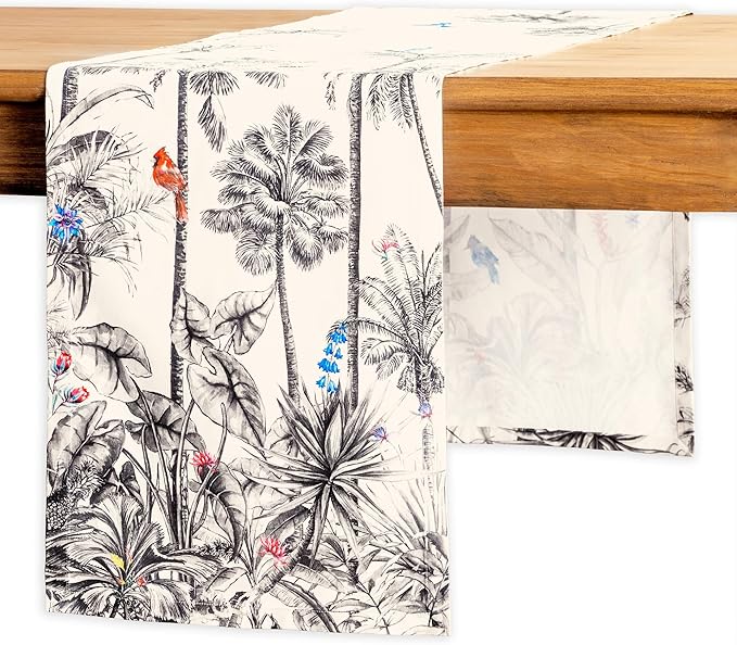 Maison d' Hermine Table Runner 100% Cotton Single Layer Table Runners 90 inches Long for Thanksgiving Christmas Decorations Home Kitchen Dining Party Wedding (Amazonia, 14.5" x 90")