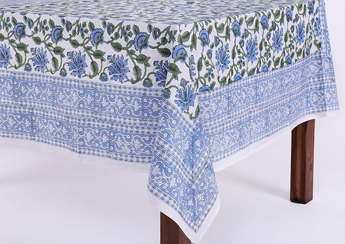 ATOSII Taj 100% Cotton Fall Tablecloth, Handblock Print Rectangle Table Cover for Kitchen Dining Linen I Parties, Thanksgiving, Christmas, Wedding, Table Cloth I 72 X 120 Inches I 10 Seater