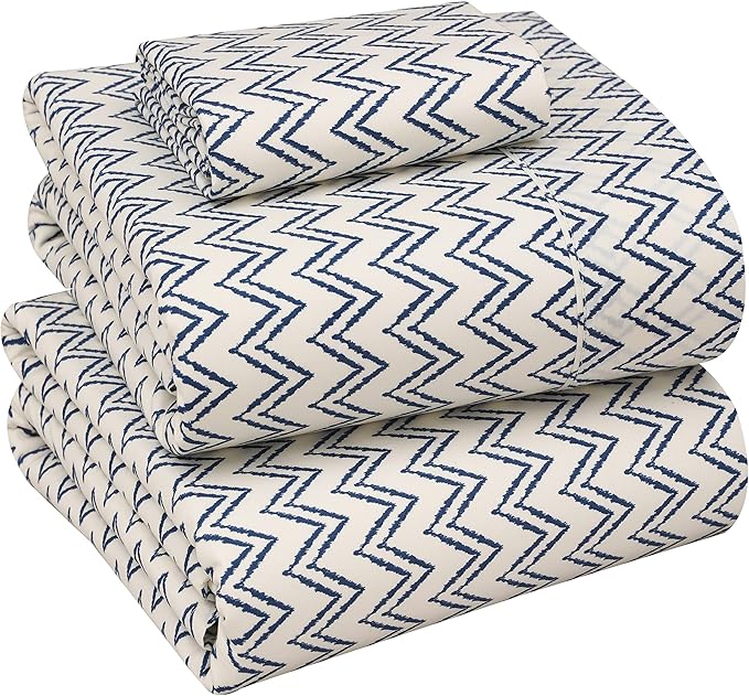 RUVANTI 100% Cotton Twin XL Sheet Sets, 3 Pieces, Soft & Breathable Percale Weave Bedding, Deep Pocket 16", Hotel Standard, Crisp Cool Feel, Durable, Perfect Size Floral Sheets, Chevron