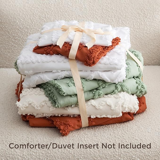 Bedsure Boho Duvet Cover Queen Size, Soft & Comfortable Elegant Design Boho Bedding for Decoration, Machine Washable Comforter Cover for All Seasons,Includes 1 Duvet Cover & 2 Pillow Shams,Khaki