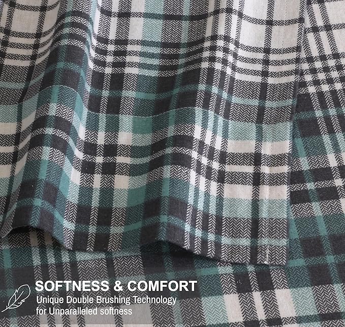 RUVANTI Flannel Sheets Twin Size - 100% Cotton Double Brushed Twin Sheets Set, Deep Pockets 16 Inches, All Seasons Breathable & Extra Soft Bed Sheets, Warm & Cozy, 3 Piece, Mint Grey