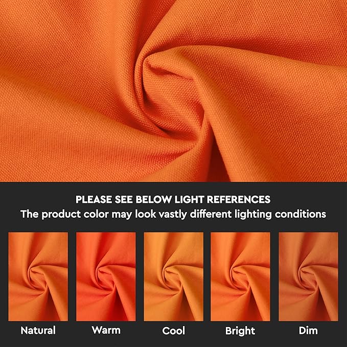 Encasa XO Table Runner 13"x59" Long | Cotton Canvas Fabric | Orange Solid Color | Machine Washable & Durable