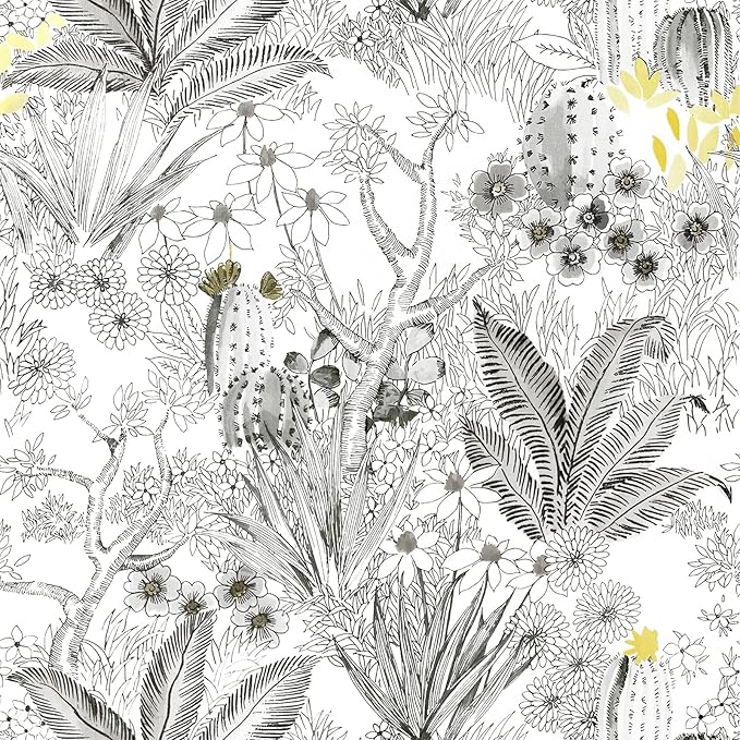 Wudnaye Floral Peel and Stick Wallpaper Vintage Contact Paper 17.7 inch × 393.6 inch Gray Flower Wallpapers Stick and Peel Removable Contact Paper White Waterproof for Bathroom Self Adhesive Vinyl