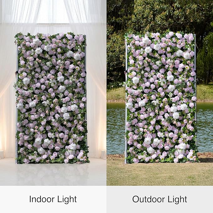Artificial Luxury‌ Flower Wall Panels, Gorgeous 3D Silk Floral Backdrop for Wedding, Baby Show, Party and Home Decor, Quick Assembly/Storage, Eco ＆ Pet Friendly, 2 pcs, Each Panel 2 * 8 ft.