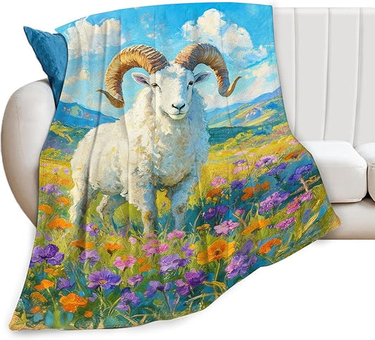 Goat Blanket Goat Throw Blanket Animal Soft Cozy Fleece Fuzzy Stuffed Plush Flannel Gifts for Girls Women Boys Kids Adults 50"X60"