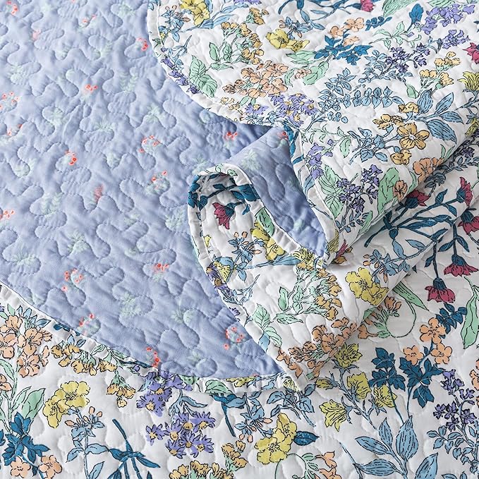 HoneiLife Quilt Sets Queen Size - Floral Quilt 3-Piece,Botanical Bedspreads Wildflower Coverlets for Queen Bed,Microfiber Bed Cover, Queen Quilt Bedding Set All Season Quilts-Variety