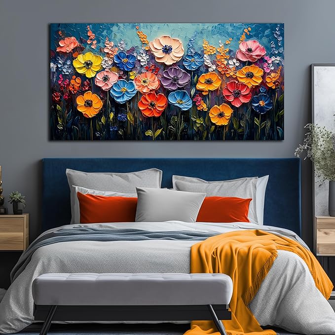 Flower Pictures Wall Decor Bedroom Large Colorful Wall Art for Living Room Floral Home Office Apartment Decor 29 x 58 Inch