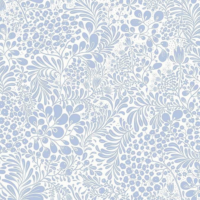 Heroad Peel and Stick Wallpaper Light Blue Floral Contact Paper 30'x17.3'' Boho Wall Paper Modern Removable Self Adhesive Wallpaper for Bedroom Bathroom Kitchen Cabinet Decor Waterproof Vinyl Roll