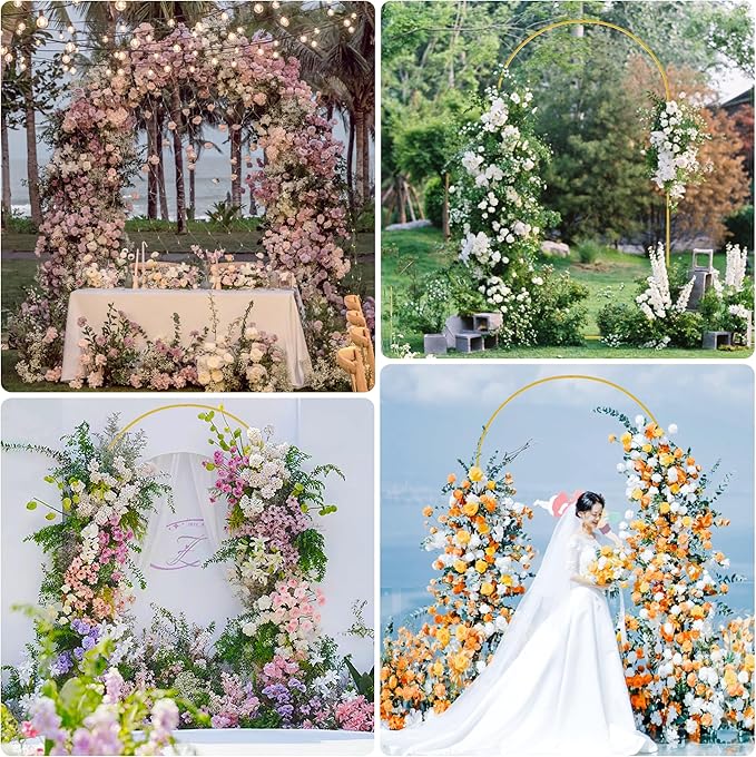 Asee'm 7.2FT Metal Arch Backdrop Stand Gold Arched Backdrop Frame for Wedding Party Ceremony Birthday Bridal Baby Shower Garden Floral Balloon Arch Decoration