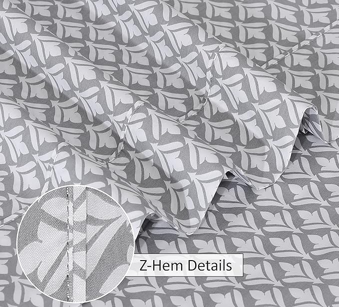RUVANTI 100% Cotton Sheets Queen Size Set, 4 Pieces, Soft & Breathable Percale Weave Bedding, Deep Pocket 16", Hotel Standard, Crisp Cool Feeling, Durable, Perfect Floral Sheet, Idiomatic Expression