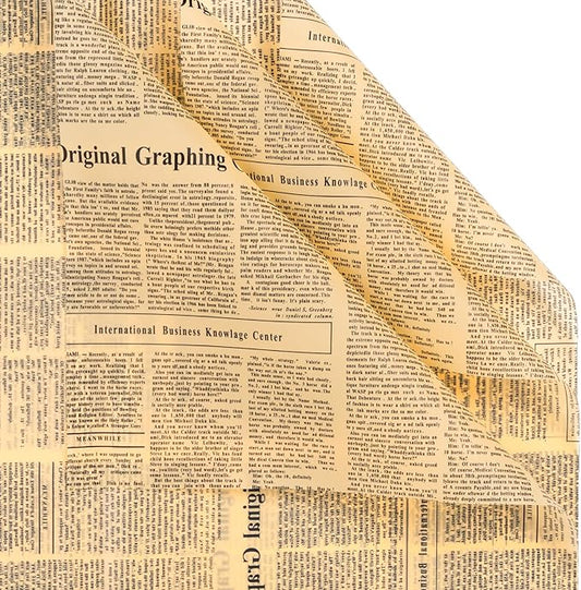 LeZakaa 20 Sheets Newsprint Flower Wrapping Paper, Waterproof Floral Bouquet Paper, Black Tan-colored Newsprint Design for Valentine's Day, Mother's Day, Birthday, Bridal Shower, Wedding, Baby Shower