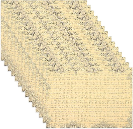 WRITWAA 20 Sheets Vintage Floral Wrapping Paper Bouquet Wraps with Musical Note Pattern Breathable Lightweight Kraft Paper for Wedding Packaging DIY Crafts Flower Decorations