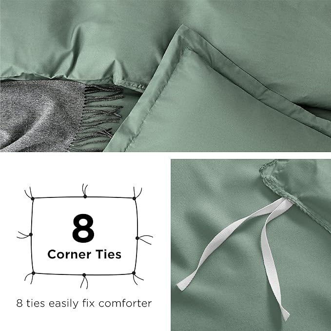 Bedsure Duvet Cover King Size - Soft Double Brushed Bedding Set for Kids & Adults, Zipper Closure, 3 Pieces, Includes 1 Duvet Cover (104"x90") & 2 Pillow Shams, NO Comforter, Sage Green