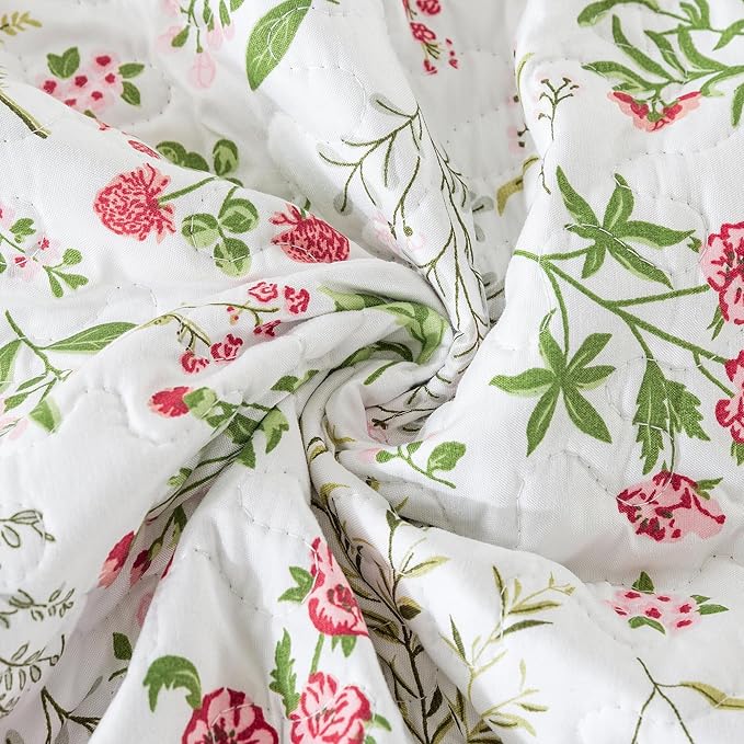 HoneiLife Floral Quilt King Size - 3 Pieces Microfiber Quilt Sets Lightweight Bedspreads Wildflower Coverlets Nature Bed Cover King Quilt Bedding Set All Season Quilts