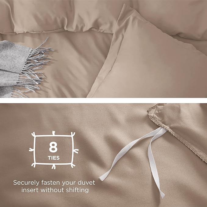 Bedsure Duvet Cover Twin/Twin XL Size - Soft Double Brushed Bedding Set for Kids & Adults, Zipper Closure, 2 Pieces, Includes 1 Duvet Cover (68"x90") & 1 Pillow Sham, NO Comforter, Khaki