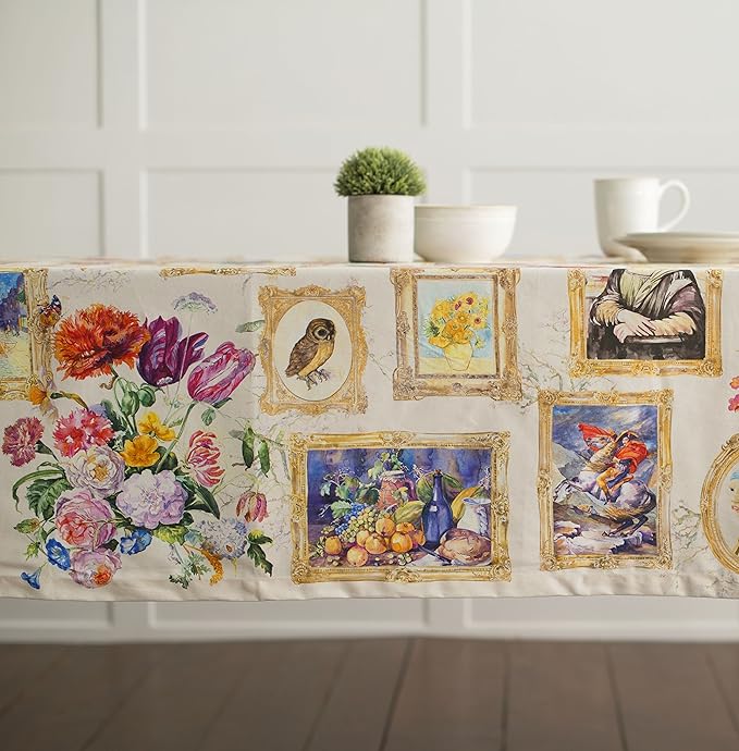 Maison d' Hermine Table Cloth Rectangle Table 100% Cotton 54 x 72 Inches Tablecloth Reusable Decorative for Dining Room, Farmhouse, Home, Party, Festive & Wedding Spring Summer - Masterpiece