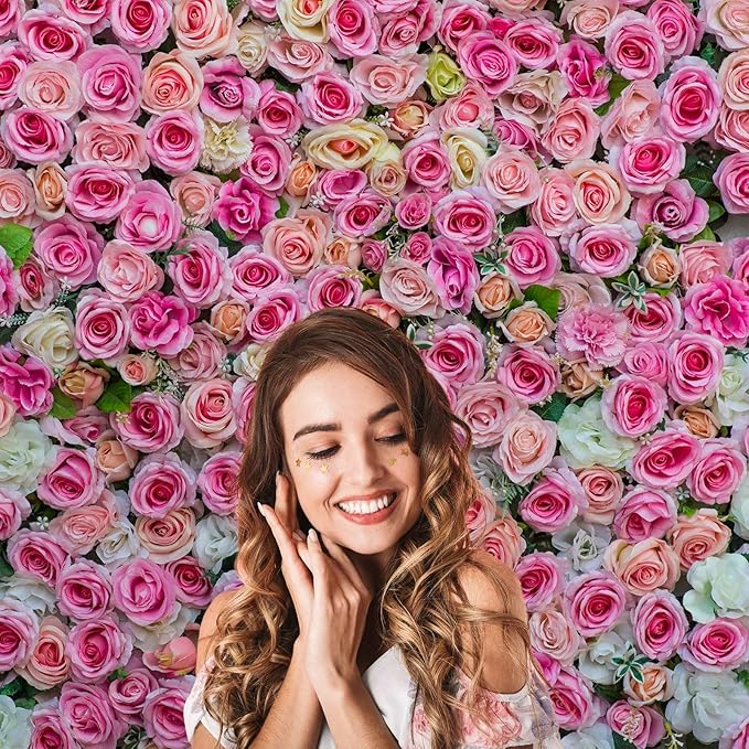 Colorful Flowers Backdrop Pink Red Roses Flowers Floral Wall Photography Background Anniversary Birthday Baby Shower Wedding and Love Backdrops Decor Children Adults Video Studio Prop 6x4ft