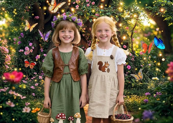 7X5ft Enchanted Forest Backdrop Fairy Tale Garden Wonderland Floral Butterfly Photography Background for Kids Girl Baby Shower Birthday Party Decoration Banner Cake Table Photo Booth Props