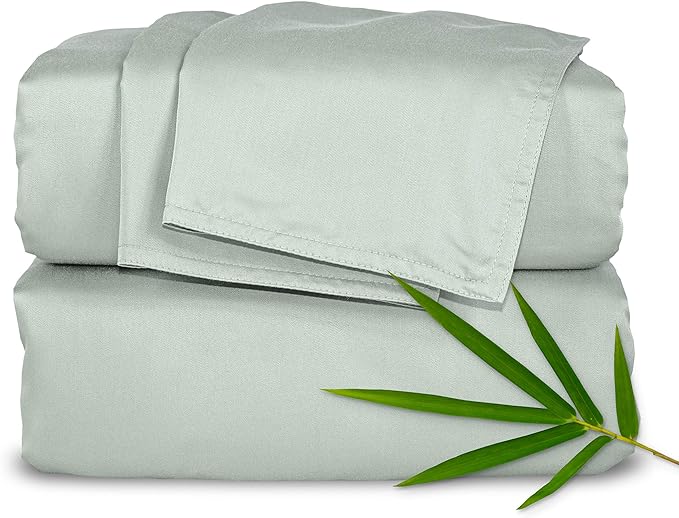 Pure Bamboo Short Queen Sheets for RV Camper (60"x75") - Genuine 100% Organic Viscose Derived from Bamboo Bed Sheet Set, Soft & Cooling, 2 Year Quality Promise (Short Queen, Sea Glass)