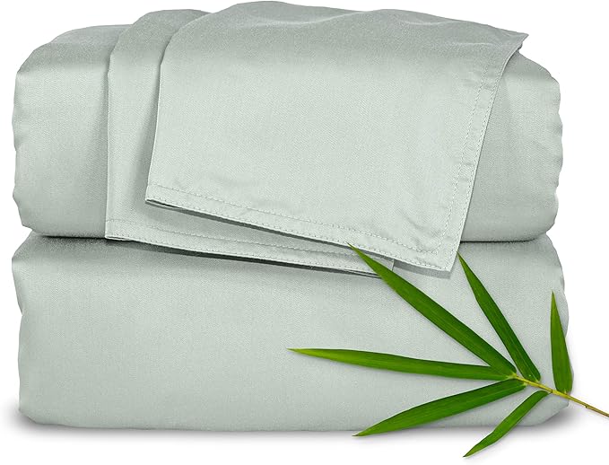 Pure Bamboo Twin XL Sheets, Genuine 100% Organic Viscose Derived from Bamboo Bed Sheet Set, Luxuriously Soft & Cooling, Double Stitching, 2 Year Quality Promise (Twin XL, Sea Glass)