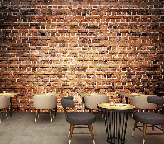 Eierme-Close-up of a Brick Wall Background with Strong Texture Peel and Stick 137" x 102"