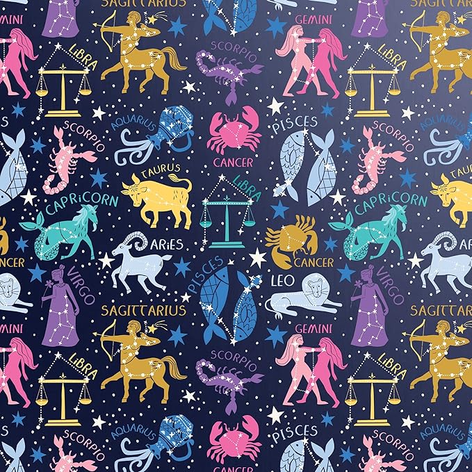 Jillson Roberts Bulk Gift Wrap, Everyday Gift Wrapping Supplies, Astrology, 1/4 Ream 208 feet x 30 inches
