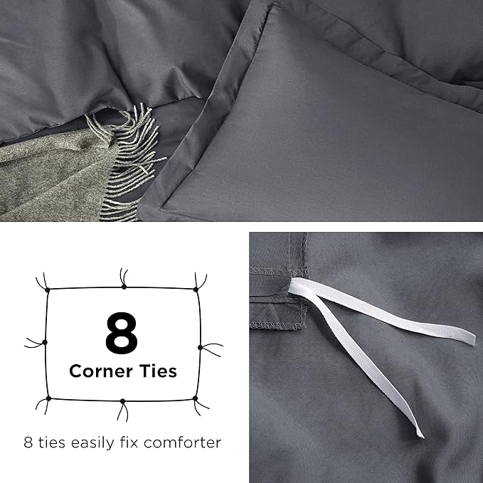 Bedsure Duvet Cover King Size - Soft Double Brushed Bedding Set for Kids & Adults, Zipper Closure, 3 Pieces, Includes 1 Duvet Cover (104"x90") & 2 Pillow Shams, NO Comforter, Dark