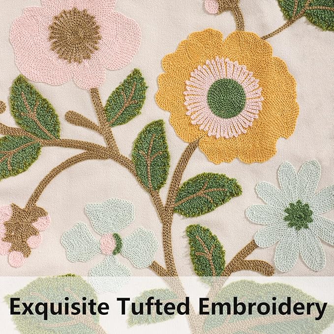 Aesthetic Embroidery Tote Bag for Lady Cute Reusable Canvas Shoulder Bag for Girls Women Shopping Grocery