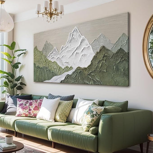 YISXINOAG Mountain Abstract Wall Art For Living Room Modern Canvas Art Wall Decor Print Green Wall Art Abstract Mountain Forest Landscapes Print Painting Ready To Hang Wall Pictures 24×48 In