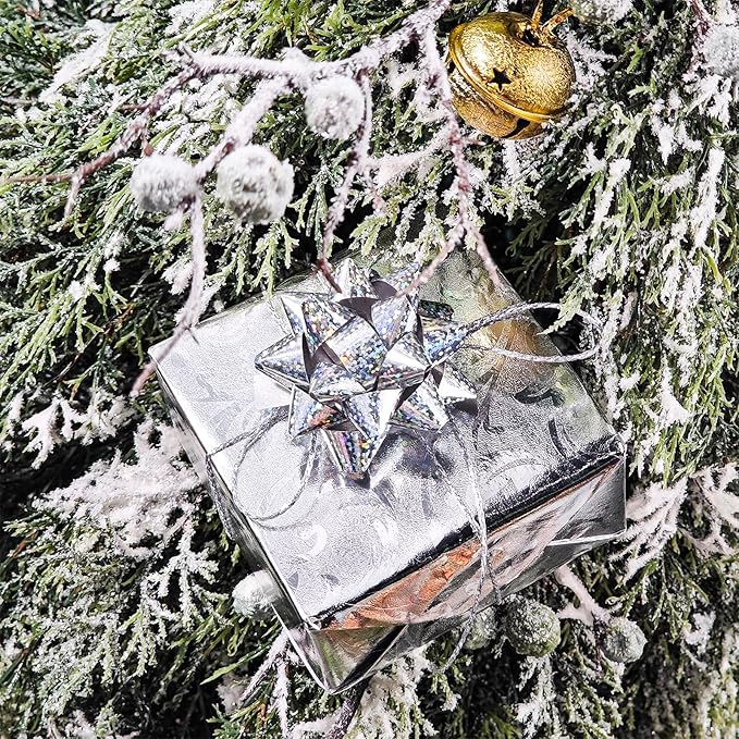 LeZakaa 3D Embossed Floral Foil Gift Wrapping Paper, Vintage Flower Metallic Foil for Birthday Christmas Party Holiday Gift Wrap, for DIY Crafts Scrapbook, Large Roll 30 inch x 32.8 Ft(Silver)