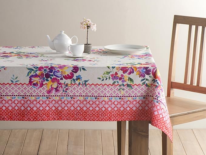 Maison d' Hermine Table Cloth Rectangle Table 100% Cotton 60 x 120 Inches Tablecloth Reusable Decorative for Dining Room, Farmhouse, Home, Party, Festive & Wedding Spring Summer - Rose Garden
